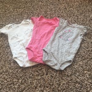 LOT of 3 short sleeve baby girl onesies